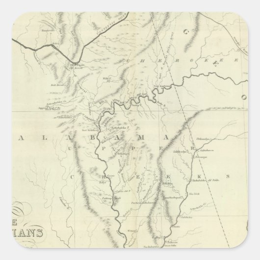 Cherokee Map Quadratischer Aufkleber (Vorderseite)
