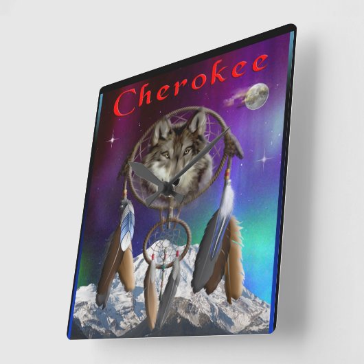 Cherokee Nation Quadratische Wanduhr (Winkel)