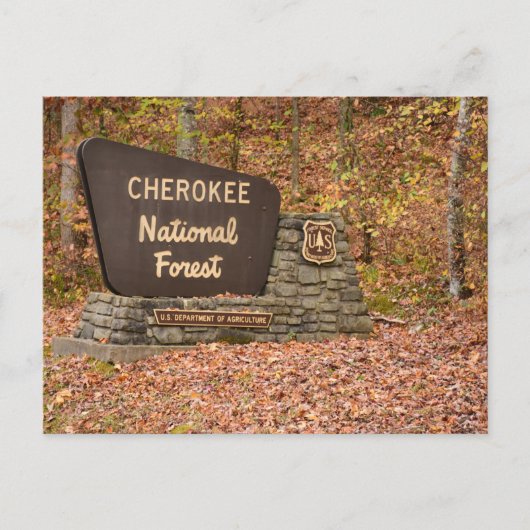 Cherokee National Forest Schild im Herbst in Tenne Postkarte (Vorderseite)
