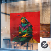 Cherokee Native American Pop Art Wall Decal Fensteraufkleber (Café-Fenster)