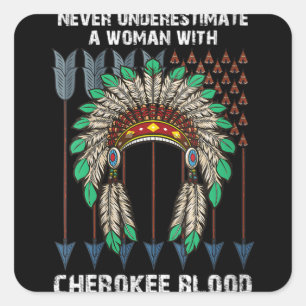 Cherokee Pride Feathers Native American Quadratischer Aufkleber