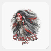 Cherokee Pride Quadratischer Aufkleber (Vorderseite)