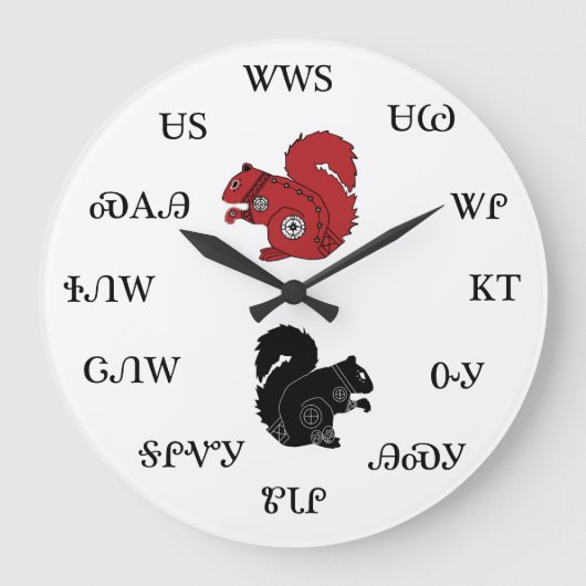 Cherokee Squirrel Clock Große Wanduhr (Vorderseite)