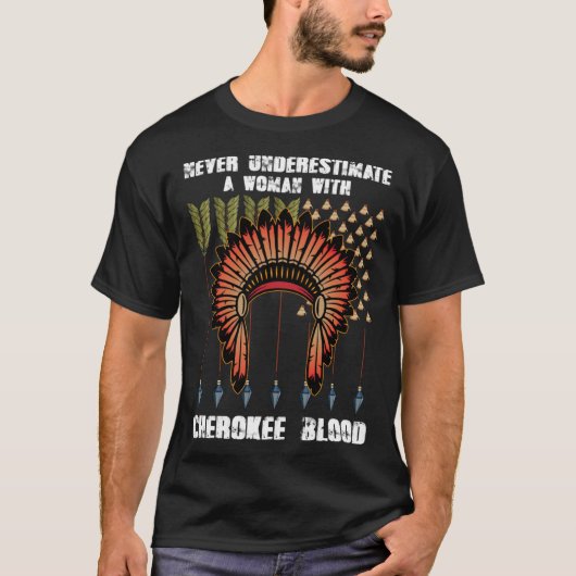 Cherokee-Stolze Federn Native American T-Shirt (Vorderseite)