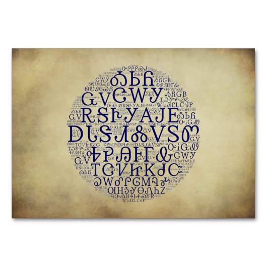 Cherokee Syllabary Blue Cloud Flat Card Tischnummer (Vorderseite)