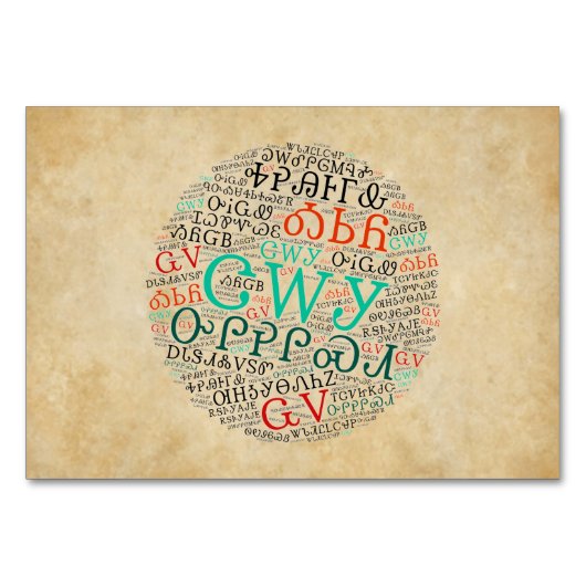 Cherokee Syllabary Perchary Look Flachkarte Tischnummer (Vorderseite)