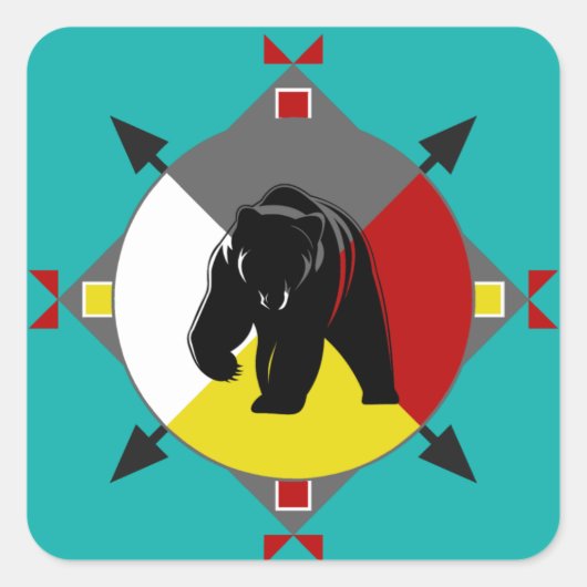 Cherokee Vier Richtungen Bear Square Sticker (Vorderseite)