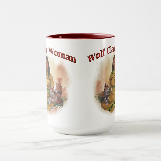 Cherokee Wolf Clan Frau Zwei-Tone-Kaffee Tasse (Zentrum)