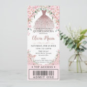 Cheroms Blush Dress Quinceañera VIP Ticket Einladung (Stehend Vorderseite)