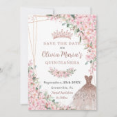 Cheroms Rose Gold Dress Gown Quinceañera Save The Date (Vorderseite)