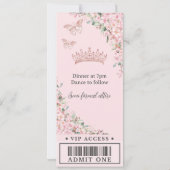 Cheroms Rose Gold Quinceñera VIP Ticket Einladung (Rückseite)