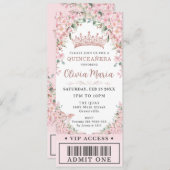 Cheroms Rose Gold Quinceñera VIP Ticket Einladung (Vorne/Hinten)