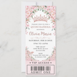 Cheroms Rose Gold Quinceñera VIP Ticket Einladung