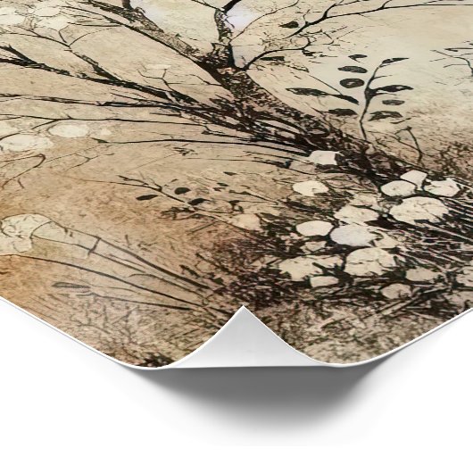 Cherrie Tree Old Photo Graphic Design Poster (Ecke)