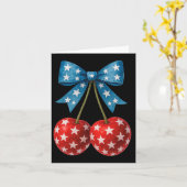 Cherries American Flag Coquette Bow Cherry 4. Karte (Gelbe Blume)
