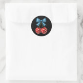 Cherries American Flag Coquette Bow Cherry 4. Runder Aufkleber (Tasche)