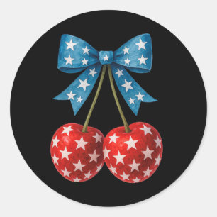 Cherries American Flag Coquette Bow Cherry 4. Runder Aufkleber