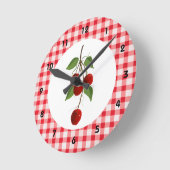 Cherries And Gingham Wall Clock Runde Wanduhr (Winkel)