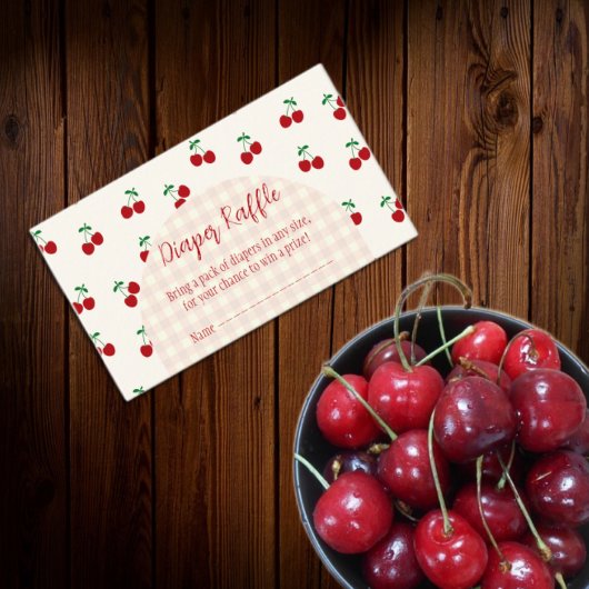 Cherries Baby Duschdusche Windeln Raffle Begleitkarte