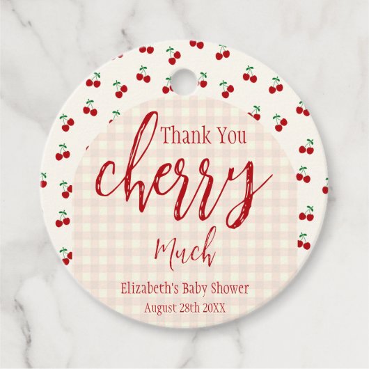 Cherries Baby Dusche Geschenkanhänger (Vorderseite)