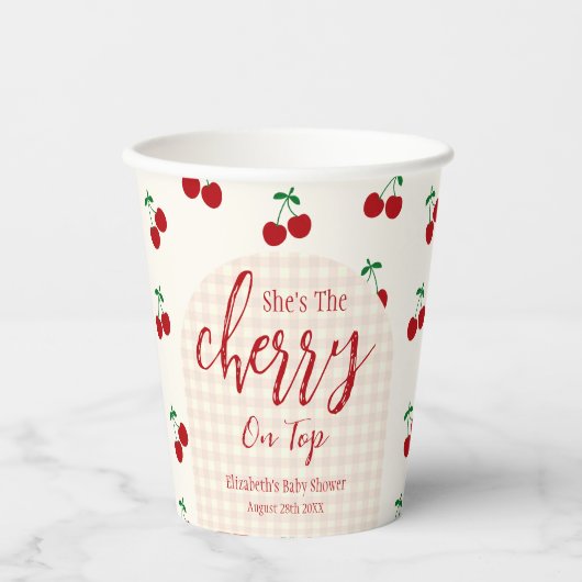 Cherries Baby Dusche Pappbecher (Vorderseite)