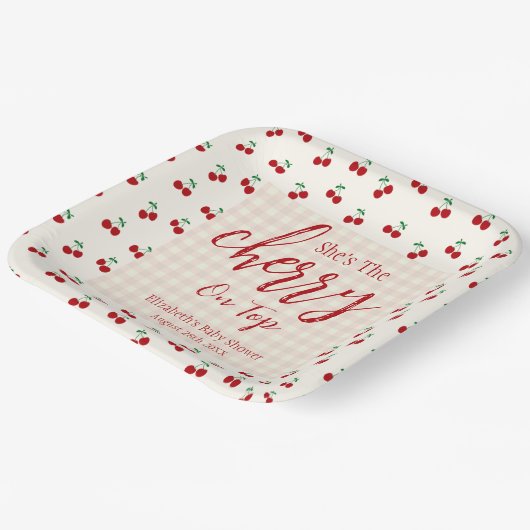 Cherries Baby Dusche Pappteller (Gewinkelt)