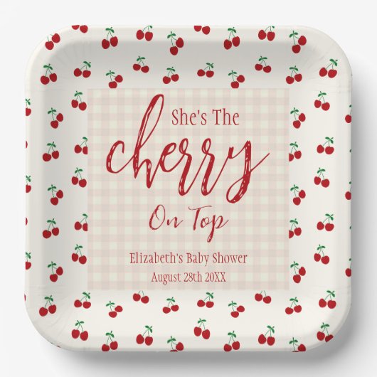 Cherries Baby Dusche Pappteller (Vorderseite)
