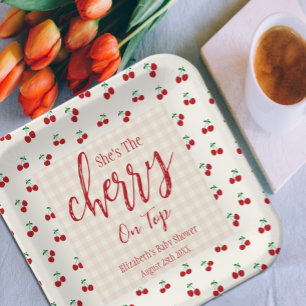 Cherries Baby Dusche Pappteller