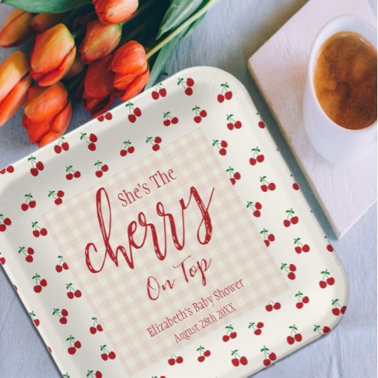 Cherries Baby Dusche Pappteller