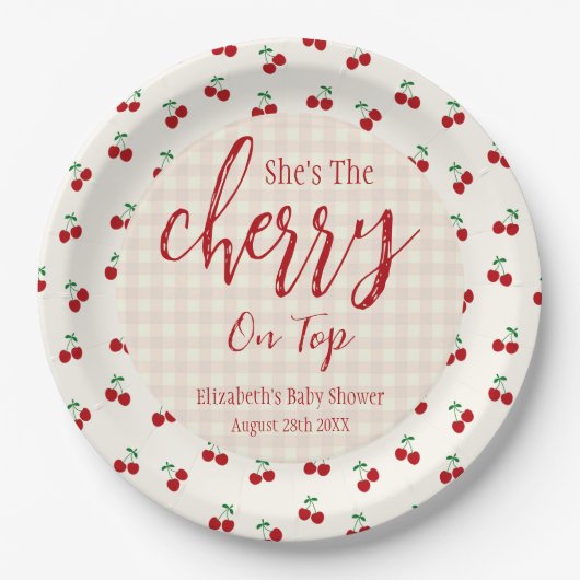 Cherries Baby Dusche Pappteller (Vorderseite)