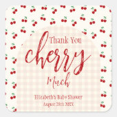 Cherries Baby Dusche Quadratischer Aufkleber (Vorderseite)