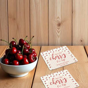 Cherries Baby Dusche Rechteckiger Pappuntersetzer