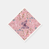 Cherries Blossom & farbenfrohe Schmetterlinge Serviette (Ecke)