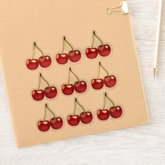 Cherries Cherry Fruit Clear Transparent Stickers Aufkleber (Notizbuch)