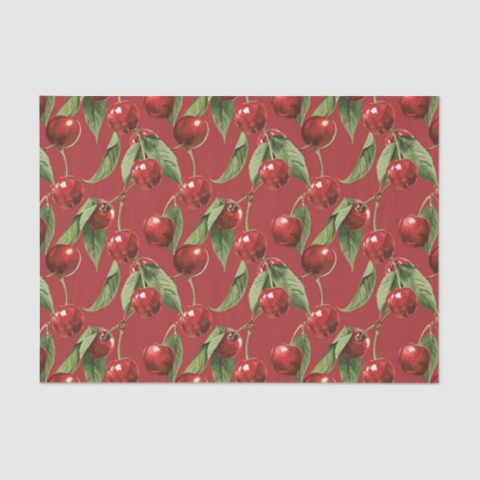 Cherries Cherry Red Pattern Seidenpapier (Vorderseite)