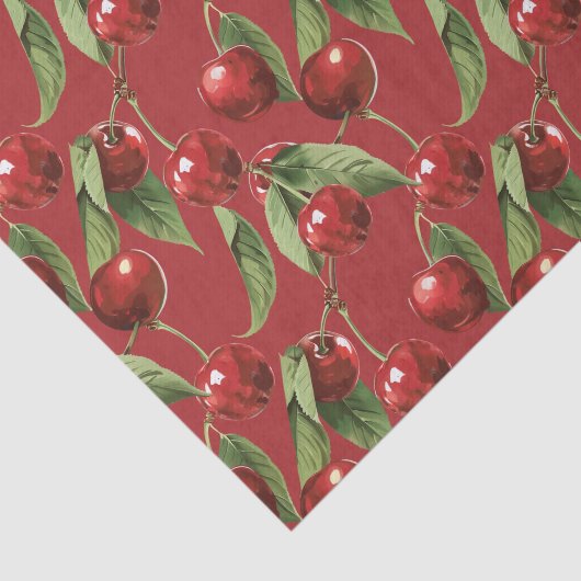 Cherries Cherry Red Pattern Seidenpapier (Ausschnitt)