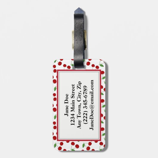 Cherries Design Luggage Tag Gepäckanhänger (Rückseite vertikal)