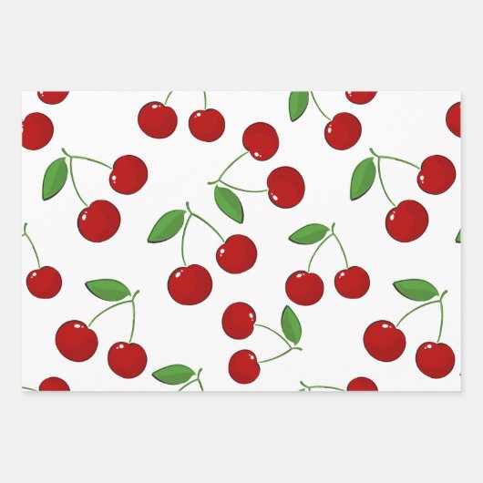 Cherries Design Wrapping Paper Sheets Geschenkpapier Set (Vorderseite)