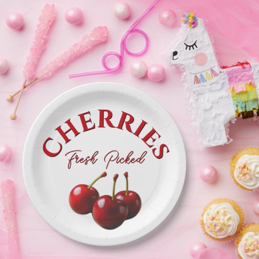 Cherries fresh picked  pappteller (Party)