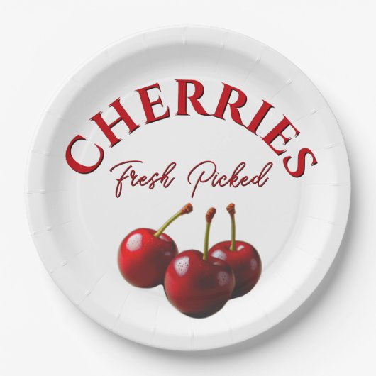 Cherries fresh picked pappteller (Vorderseite)