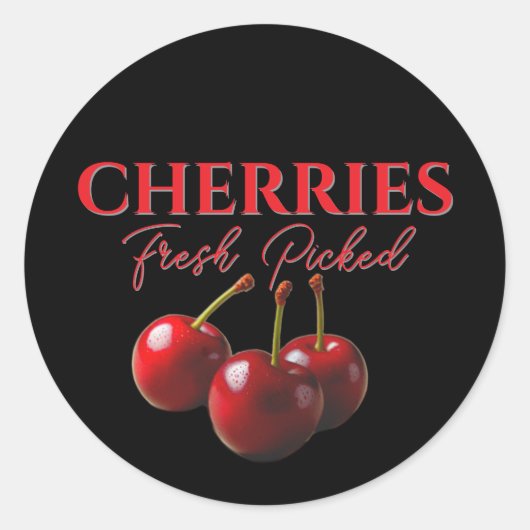 Cherries fresh picked  runder aufkleber (Vorderseite)