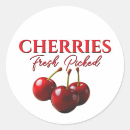 Cherries fresh picked  runder aufkleber
