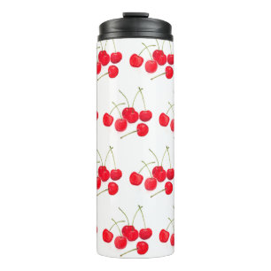 Cherries Frucht Aquarellfarbe Lebensmittel Beeren  Thermosbecher