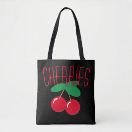 Cherries Frucht Red Black Tote Bag Tasche