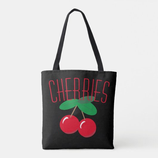 Cherries Frucht Red Black Tote Bag Tasche (Rückseite)