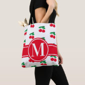 Cherries Fruchtrot Muster Monogram WhiteTote Beute Tasche (Von Nahem)