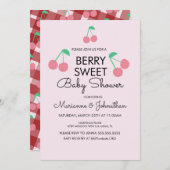 Cherries Fruit Pink Red Baby Dusche Einladung (Vorne/Hinten)
