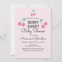 Cherries Fruit Pink Red Baby Dusche Einladung