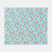 Cherries Hand lackierte Wasserfarbe Aquamarin Fleecedecke (Vorderseite (Horizontal))