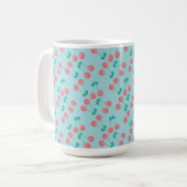 Cherries Hand lackierte Wasserfarbe Aquamarin Kaffeetasse (Vorderseite Links)